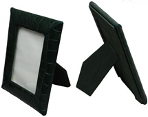 Hunter Green Leather Photo Frames Side View